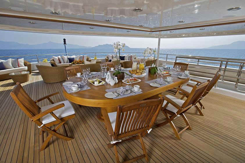 Yacht Omega outdoor dining